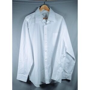 Marquis Mens White Long Sleeve Button Down Dress Shirt Chest Pocket 2XL